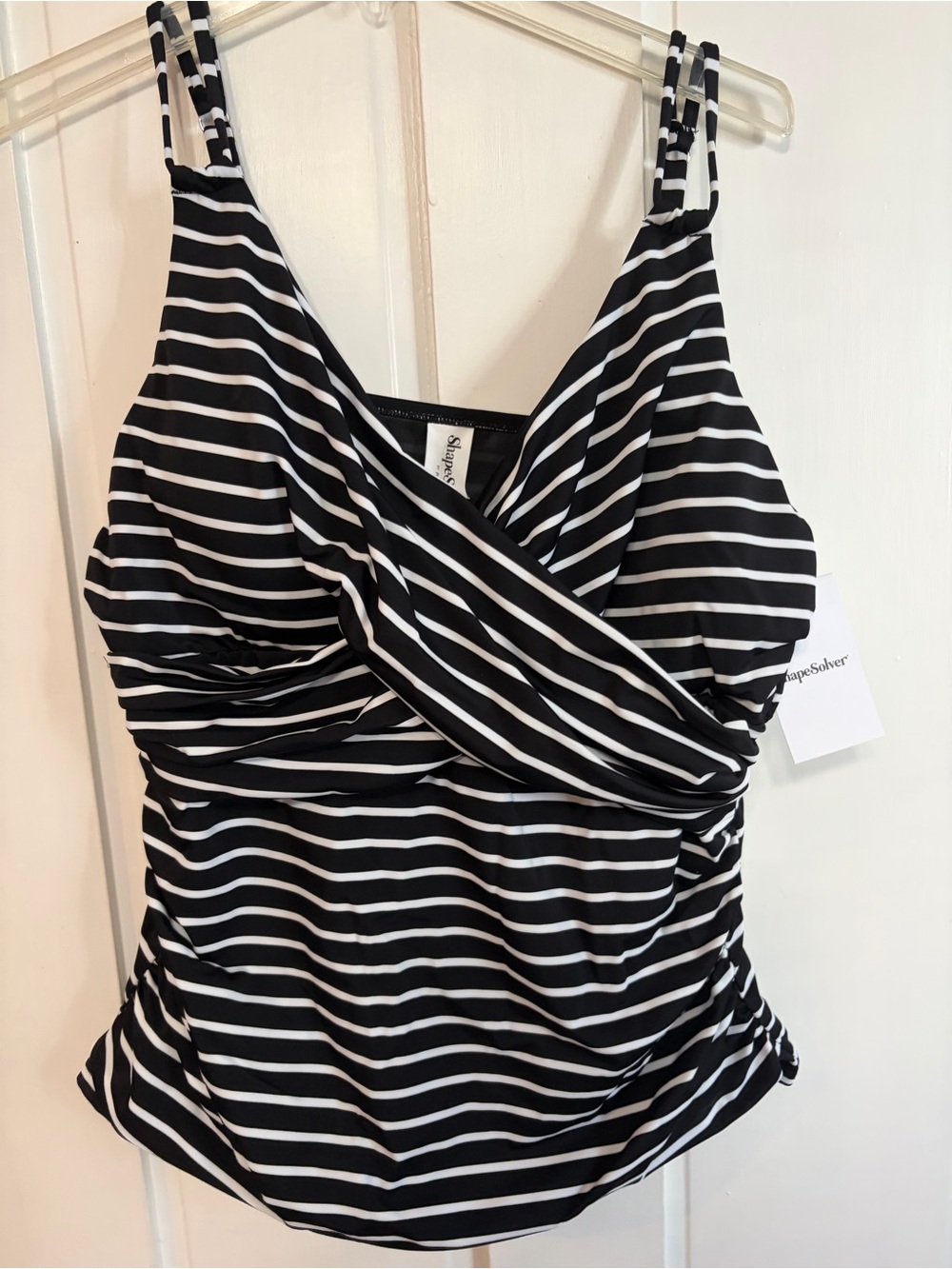 Black & White Striped Surplice Tank Top